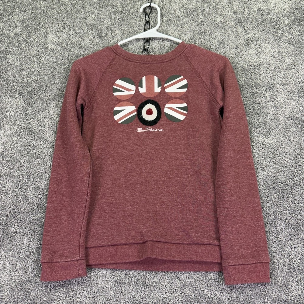 Ben Sherman Sweatshirt Kids 10/12 Red Fleece Crew Neck Logo Graphic Pullover